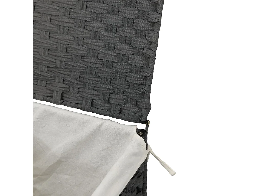 Panier à linge avec couvercle gris 46x33x60 résine tressée