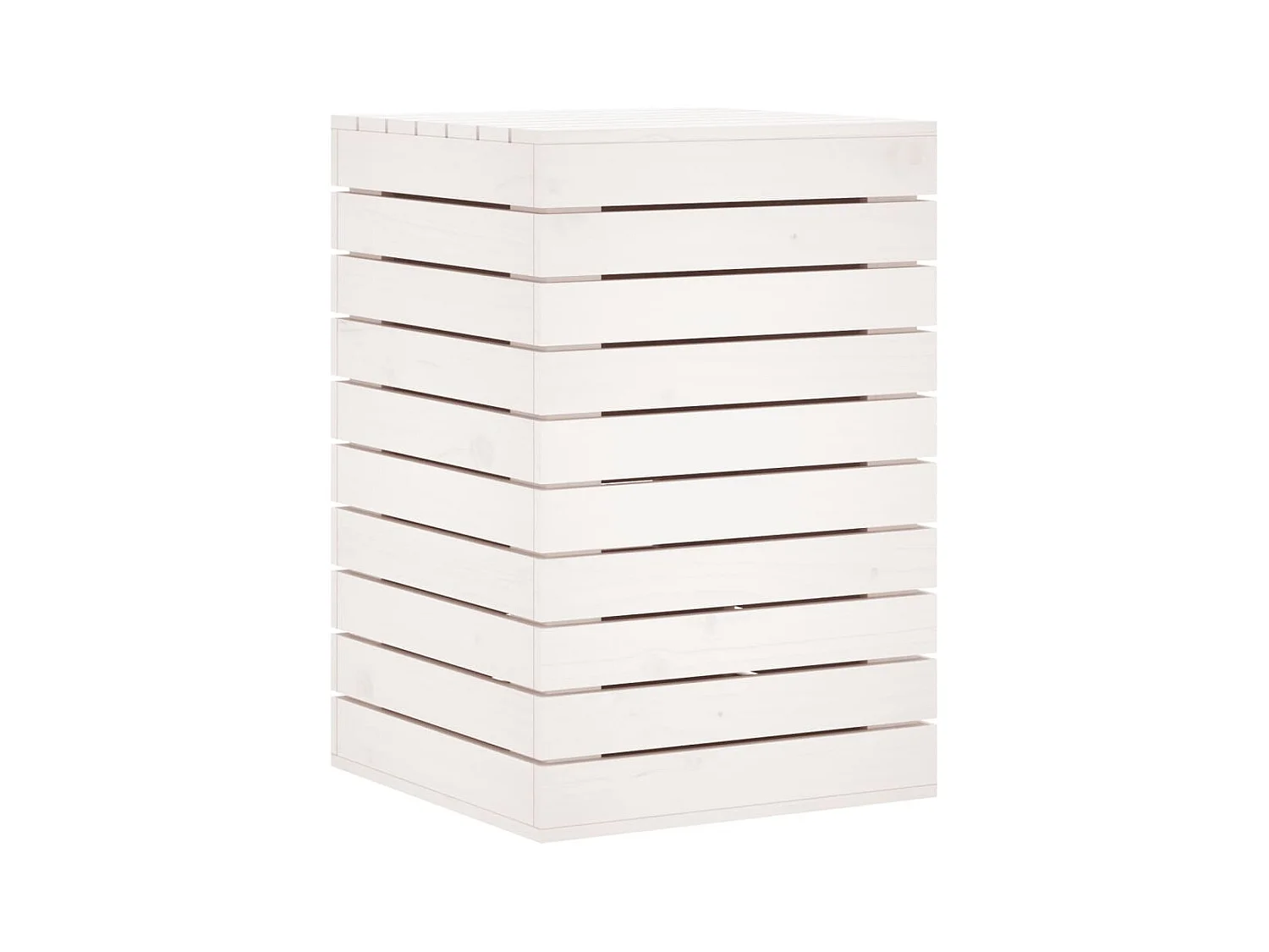 Panier à linge blanc 44x44x66 bois massif de pin