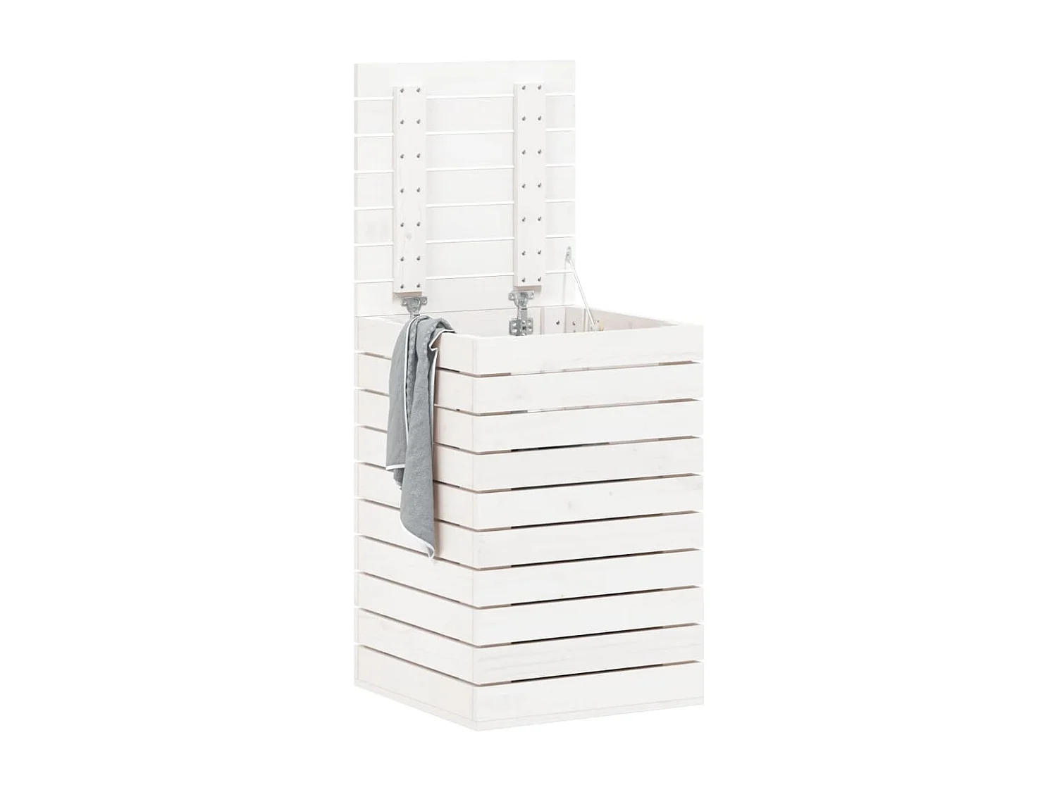 Wasmand 44x44x66 cm massief grenenhout wit