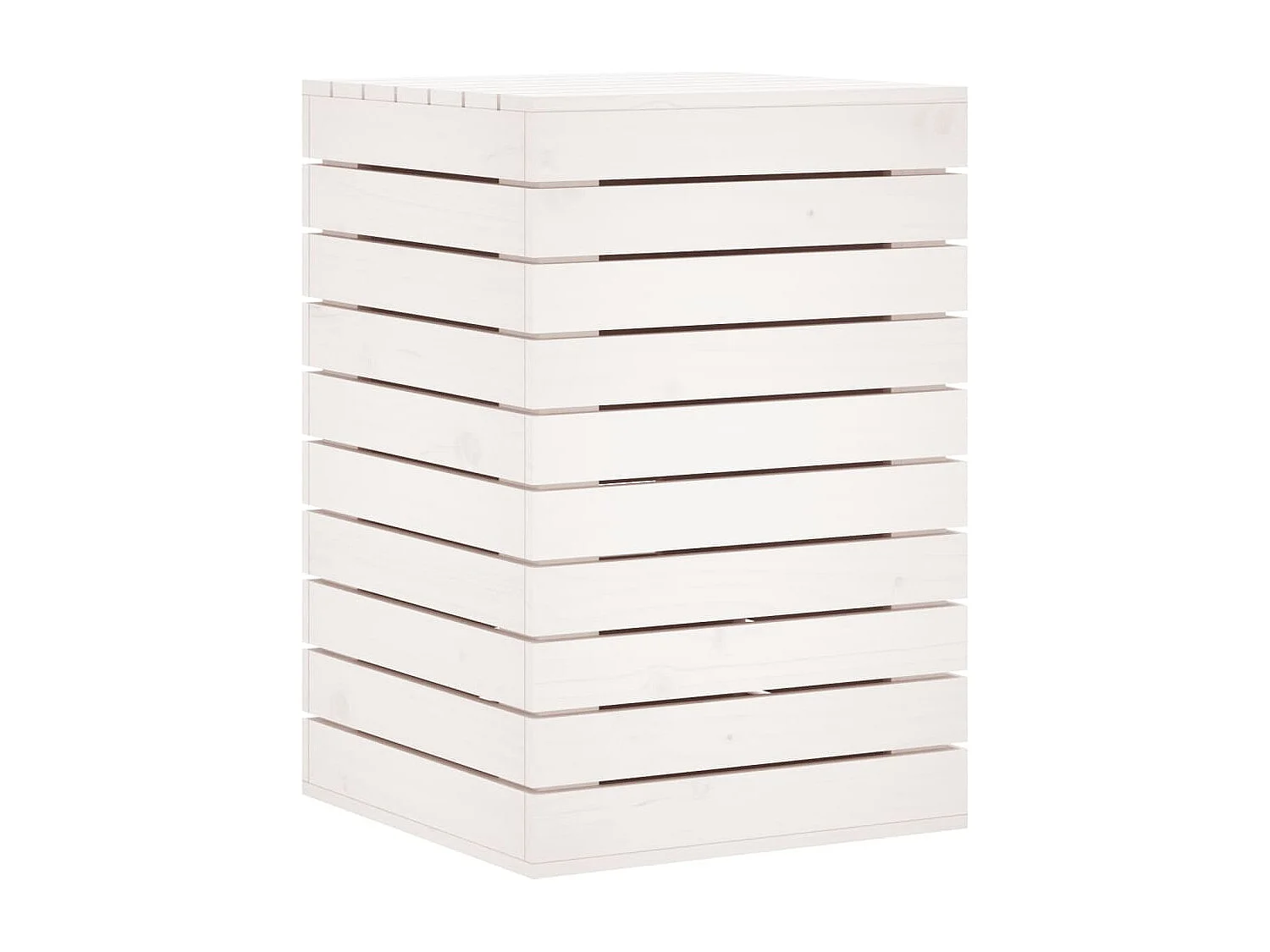 Wasmand 44x44x66 cm massief grenenhout wit