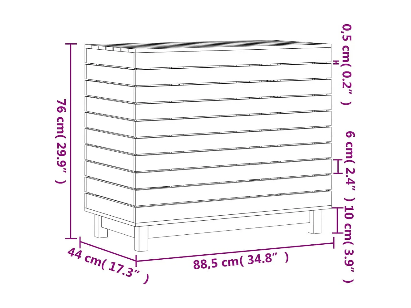 Panier à linge blanc 88,5x44x76 Bois massif de pin