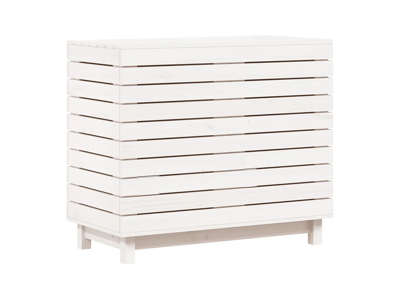 Panier à linge blanc 88,5x44x76 Bois massif de pin