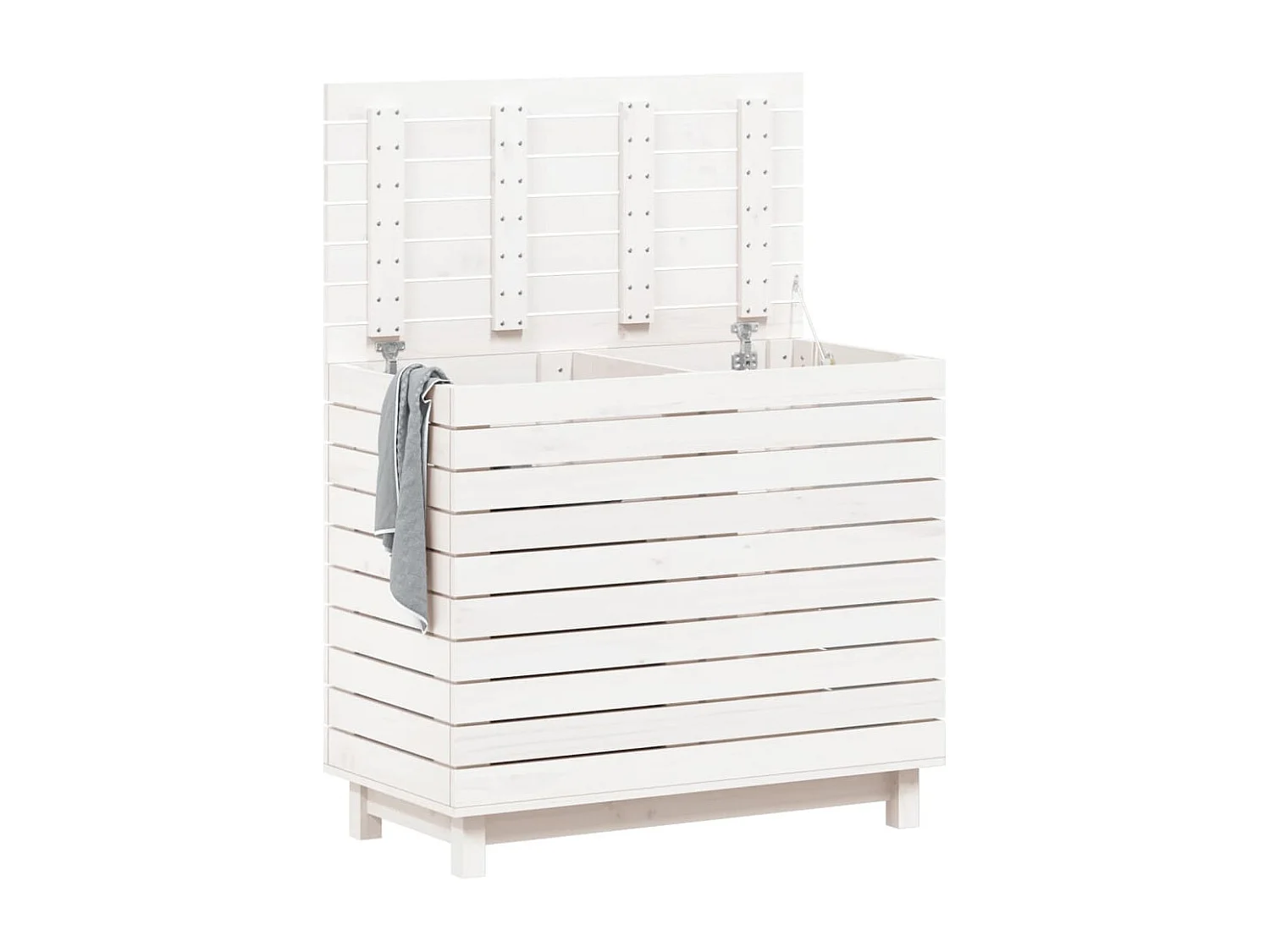 Panier à linge blanc 88,5x44x76 Bois massif de pin