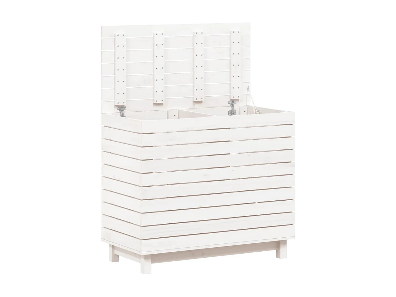 Panier à linge blanc 88,5x44x76 Bois massif de pin