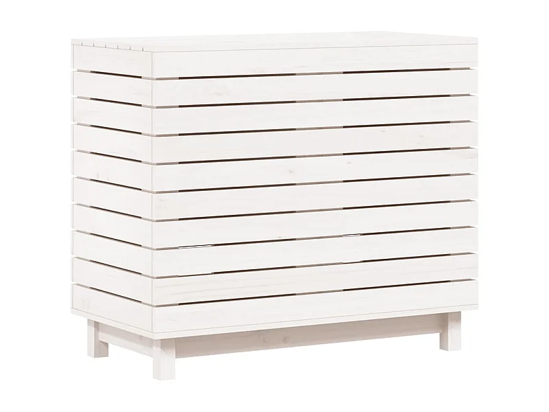 Panier à linge blanc 88,5x44x76 Bois massif de pin
