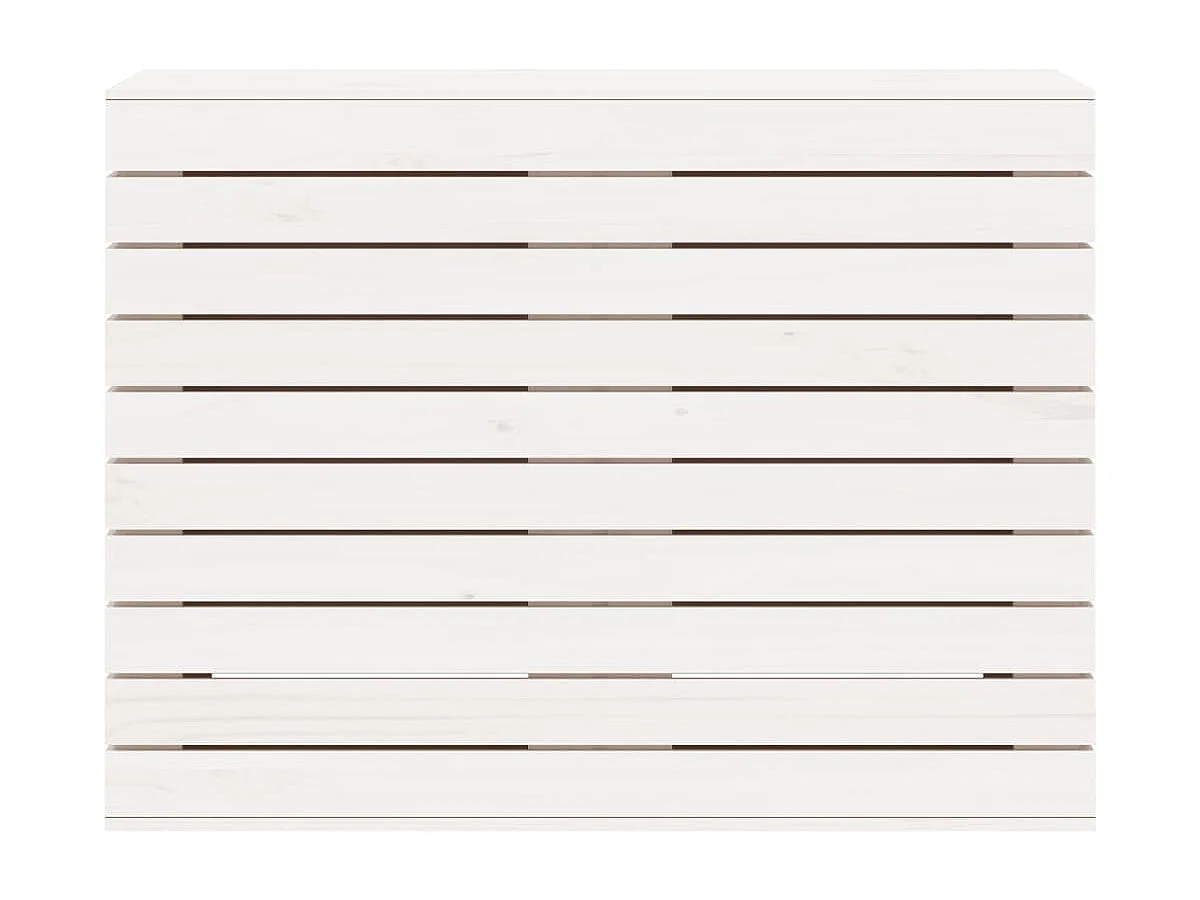 Panier à linge blanc 88,5x44x66 bois massif de pin