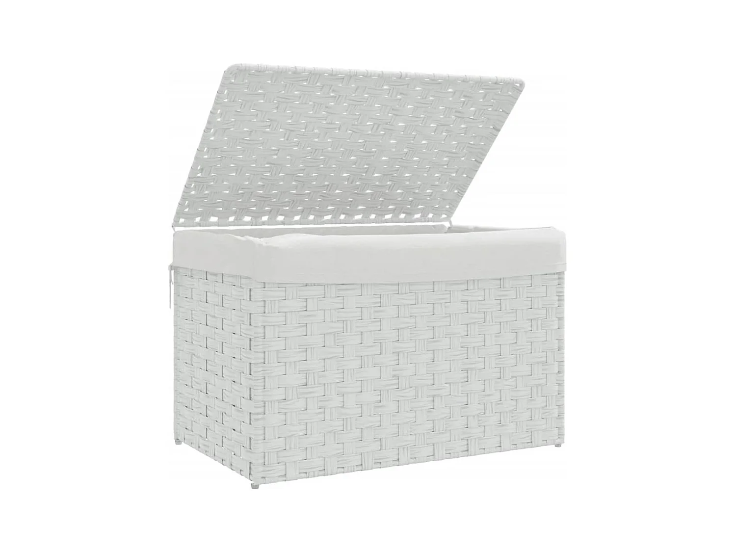 Panier à linge avec couvercle blanc 55,5x35x34 résine tressée