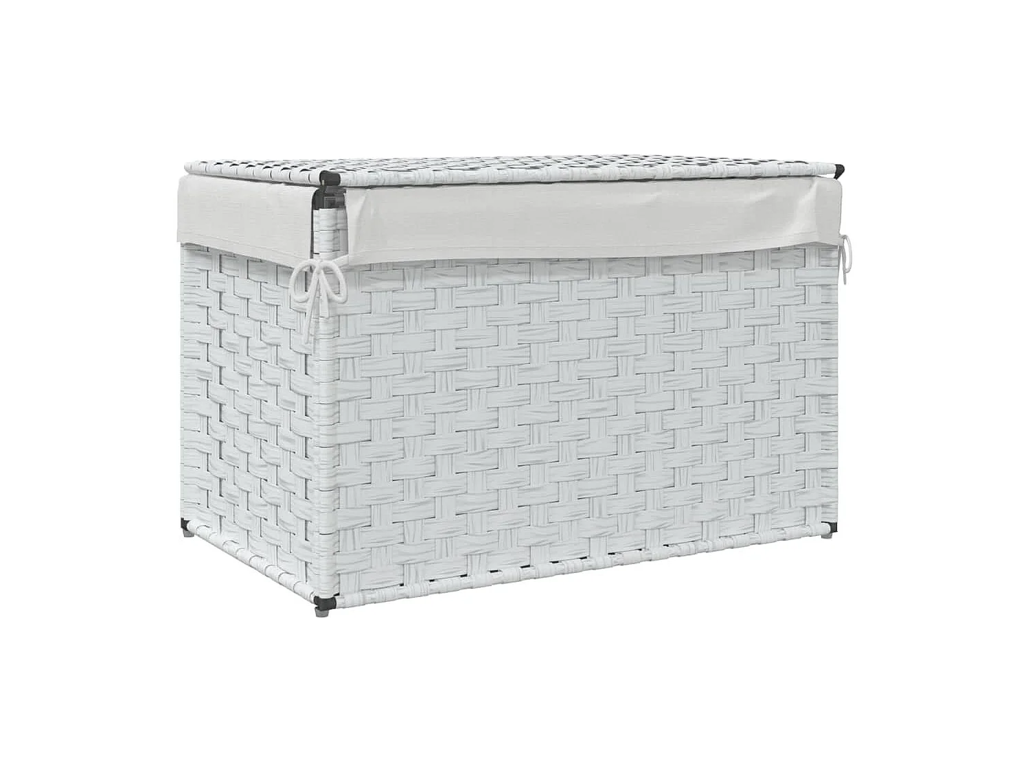 Panier à linge avec couvercle blanc 55,5x35x34 résine tressée