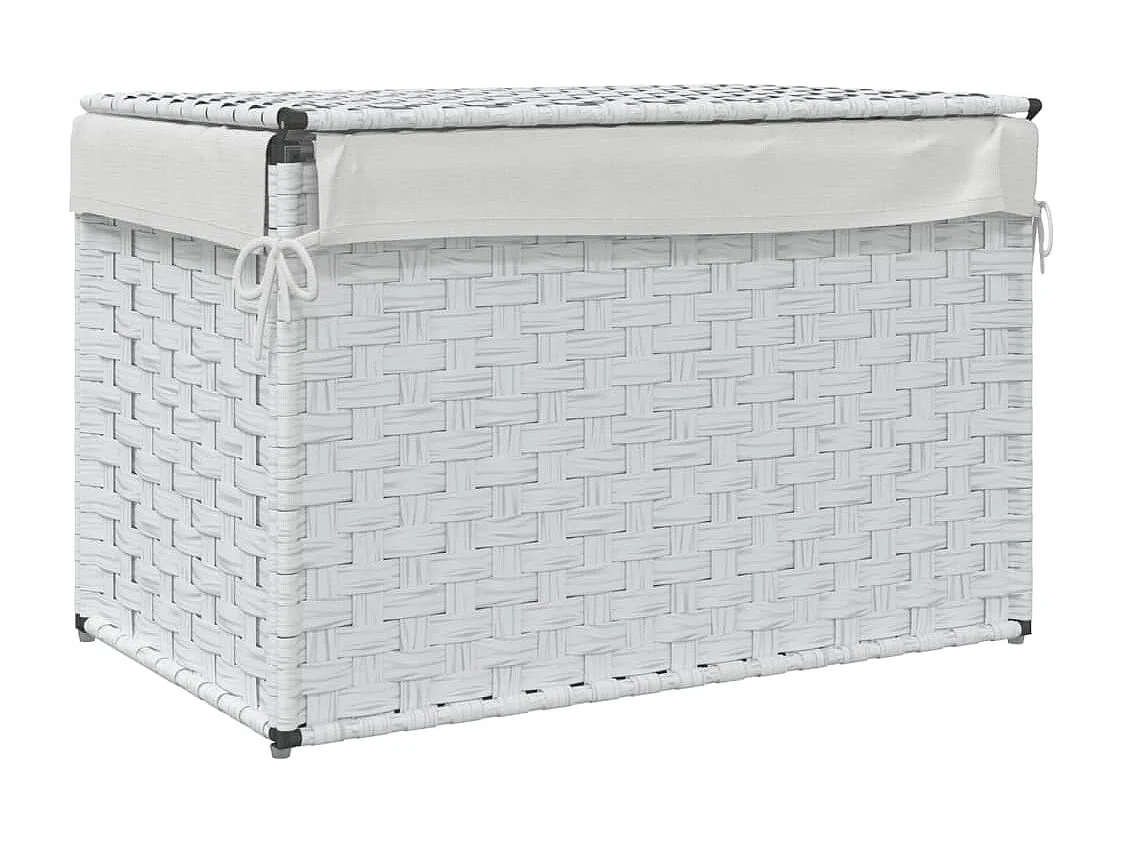 Panier à linge avec couvercle blanc 55,5x35x34 résine tressée