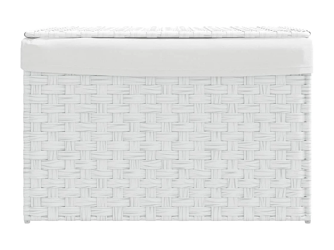 Panier à linge avec couvercle blanc 55,5x35x34 résine tressée