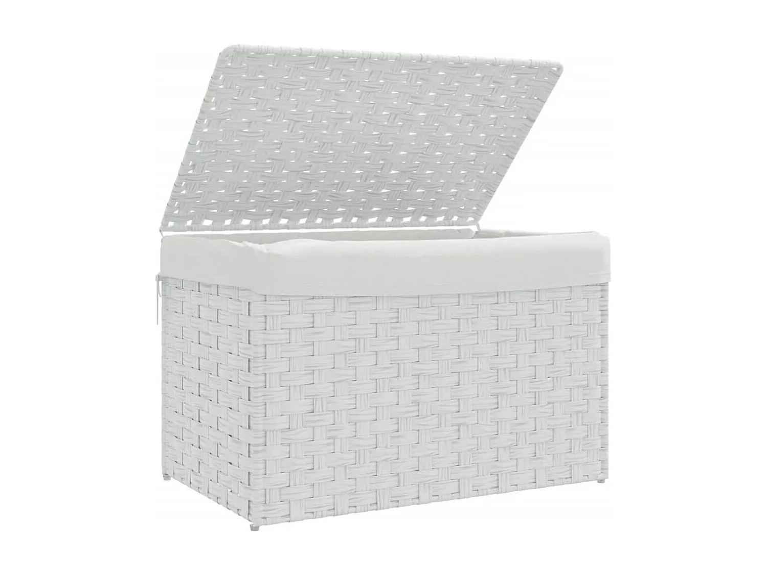 Panier à linge avec couvercle blanc 55,5x35x34 résine tressée