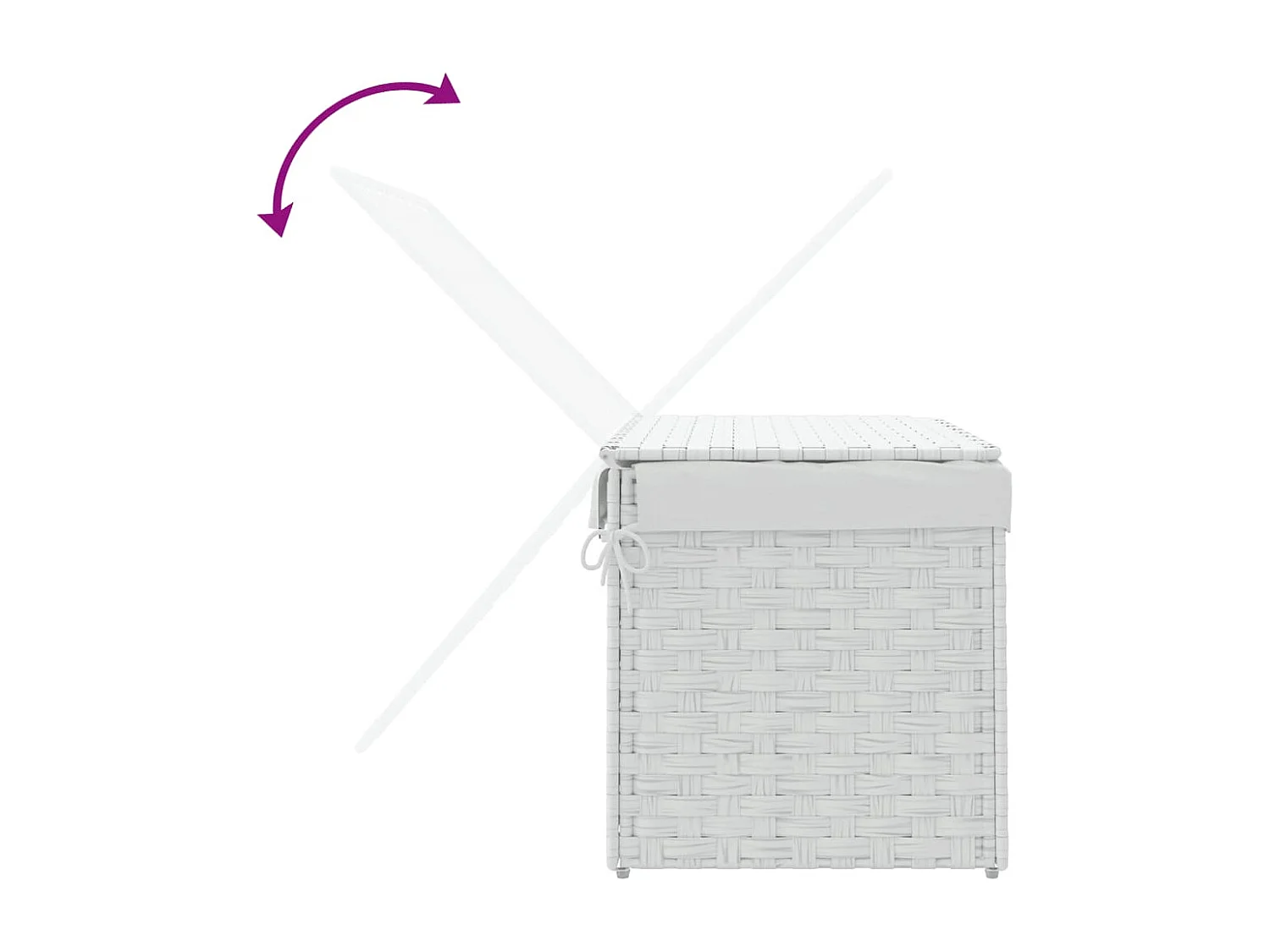 Panier à linge avec couvercle blanc 55,5x35x34 résine tressée