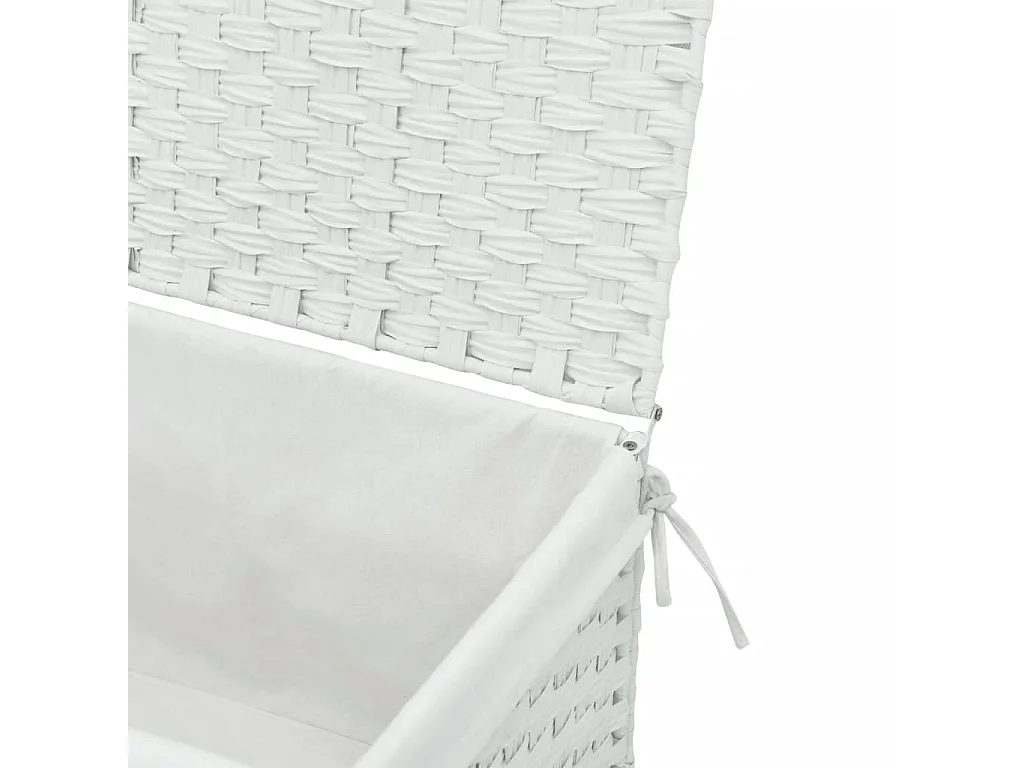 Panier à linge avec couvercle blanc 55,5x35x34 résine tressée