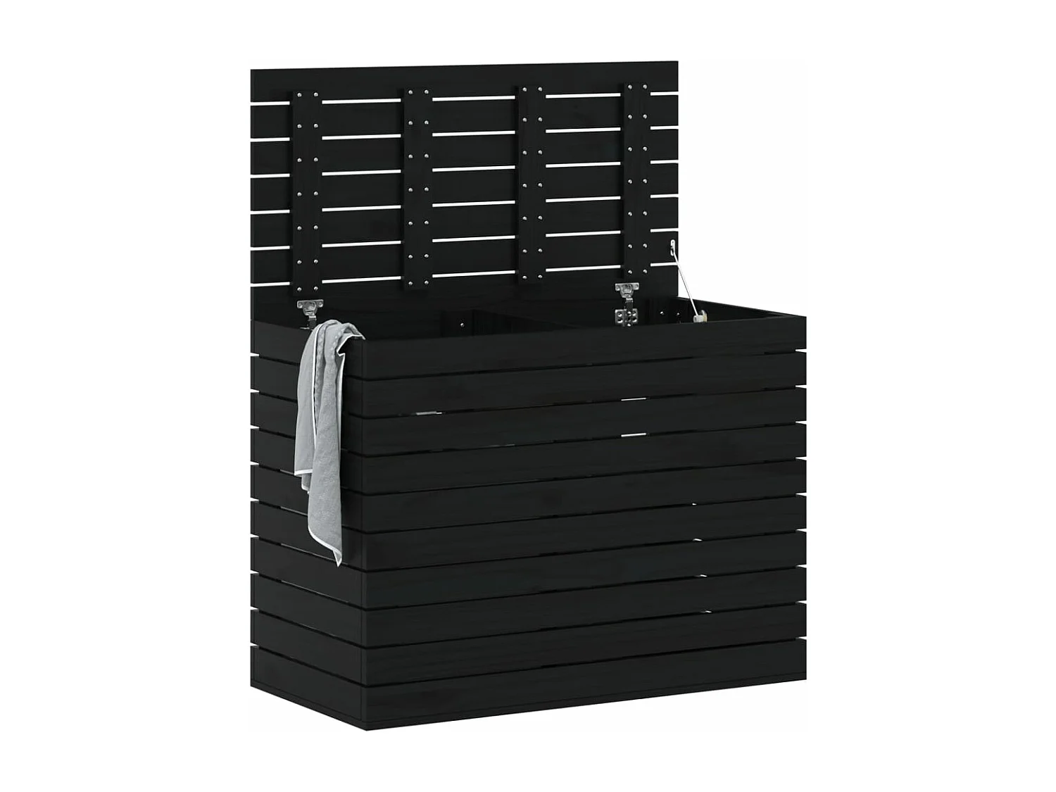 vidaXL Cesto para la ropa sucia madera maciza pino negro 88,5x44x66 cm