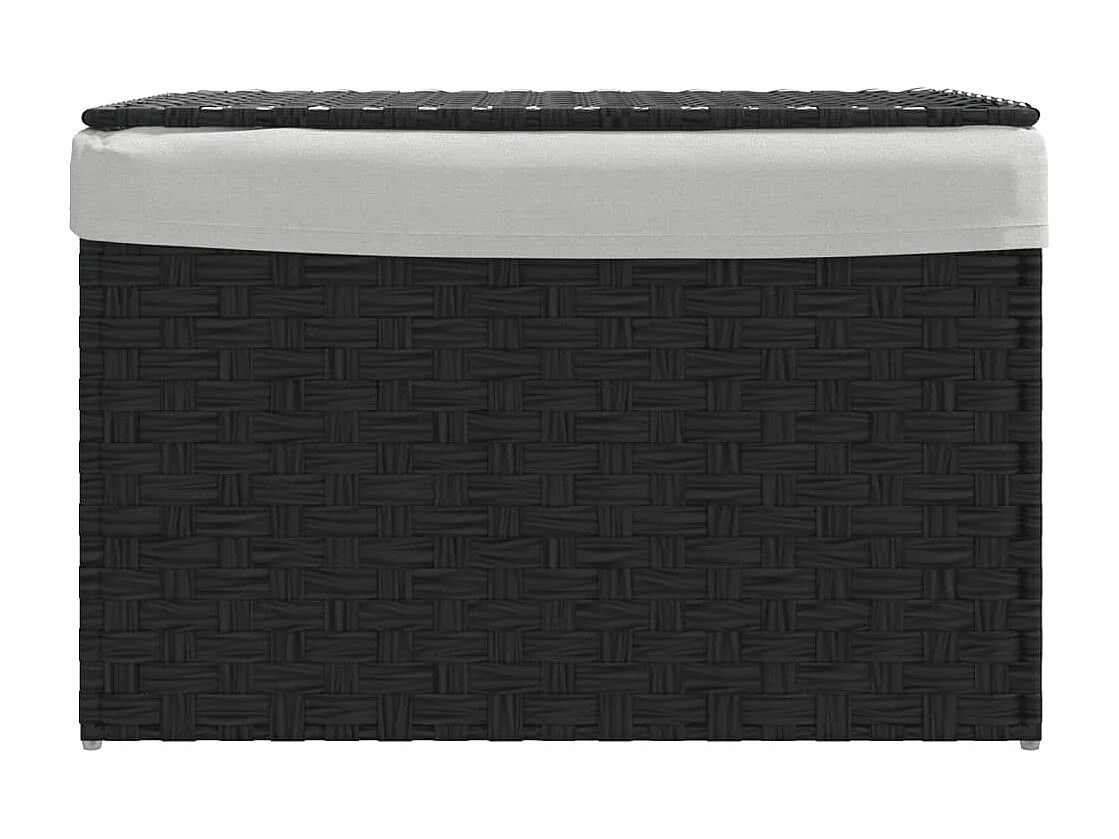 Panier à linge avec couvercle noir 55,5x35x34 résine tressée