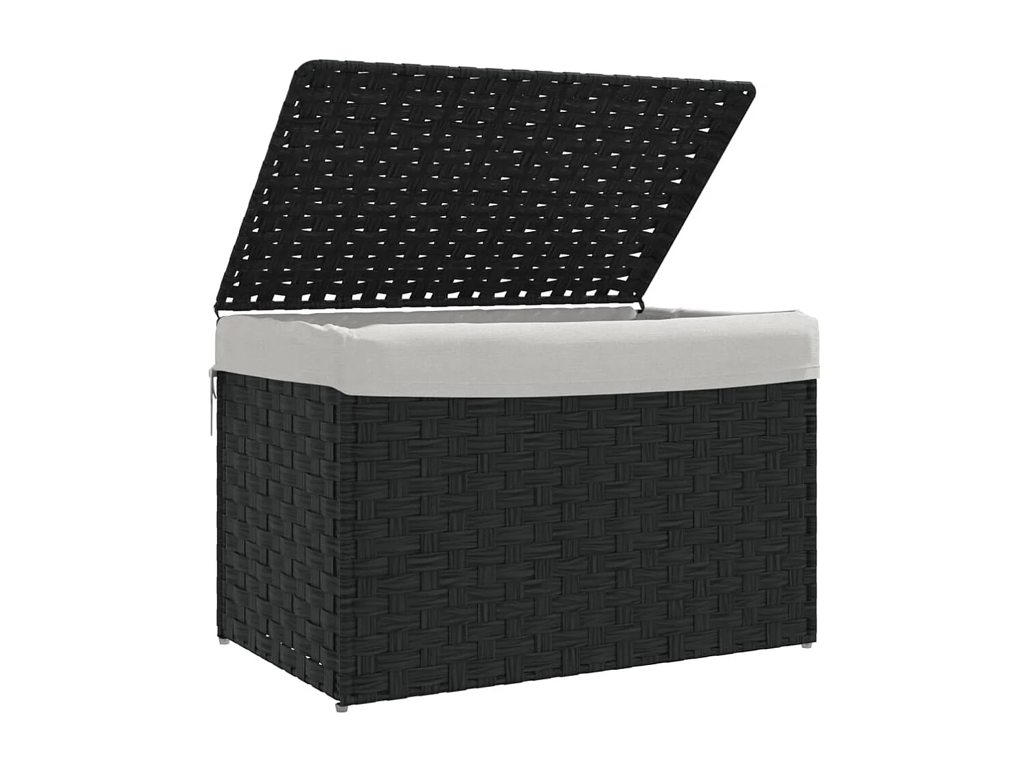 Panier à linge avec couvercle noir 55,5x35x34 résine tressée