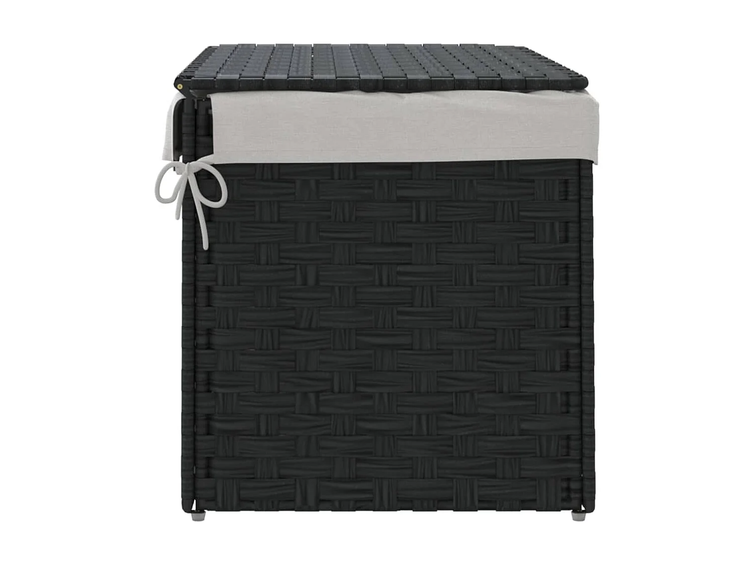 Panier à linge avec couvercle noir 55,5x35x34 résine tressée