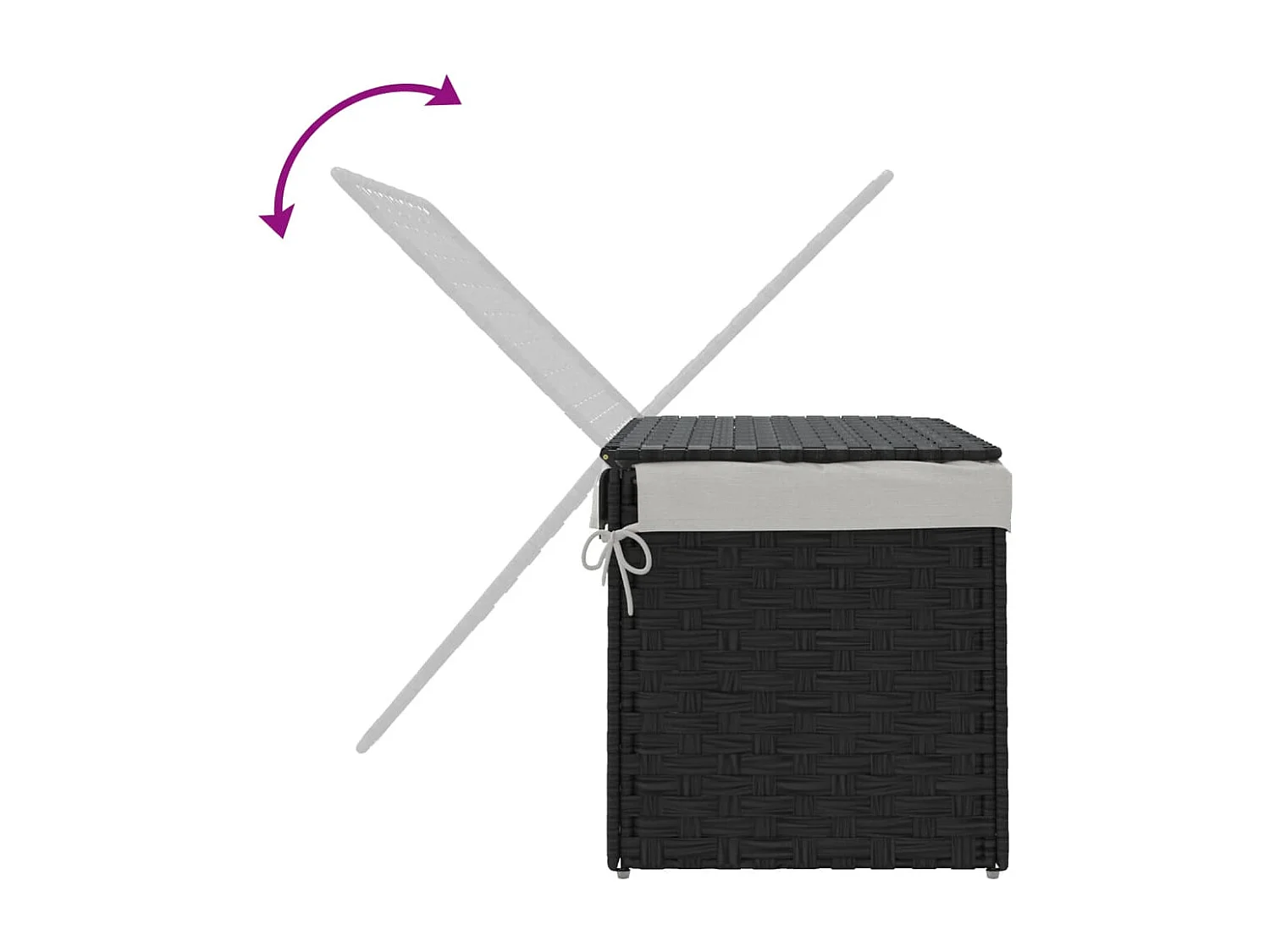 Panier à linge avec couvercle noir 55,5x35x34 résine tressée