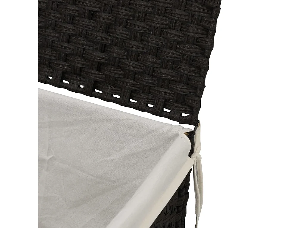 Panier à linge avec couvercle noir 55,5x35x34 résine tressée