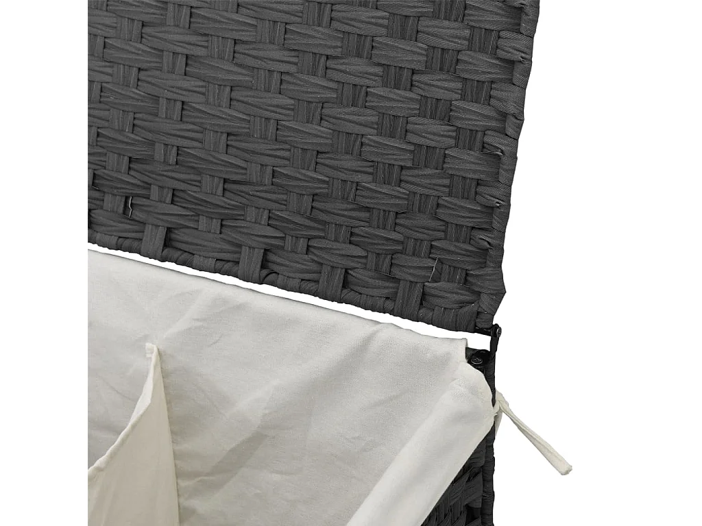 Panier à linge avec 2 sections gris 53x35x57 résine tressée