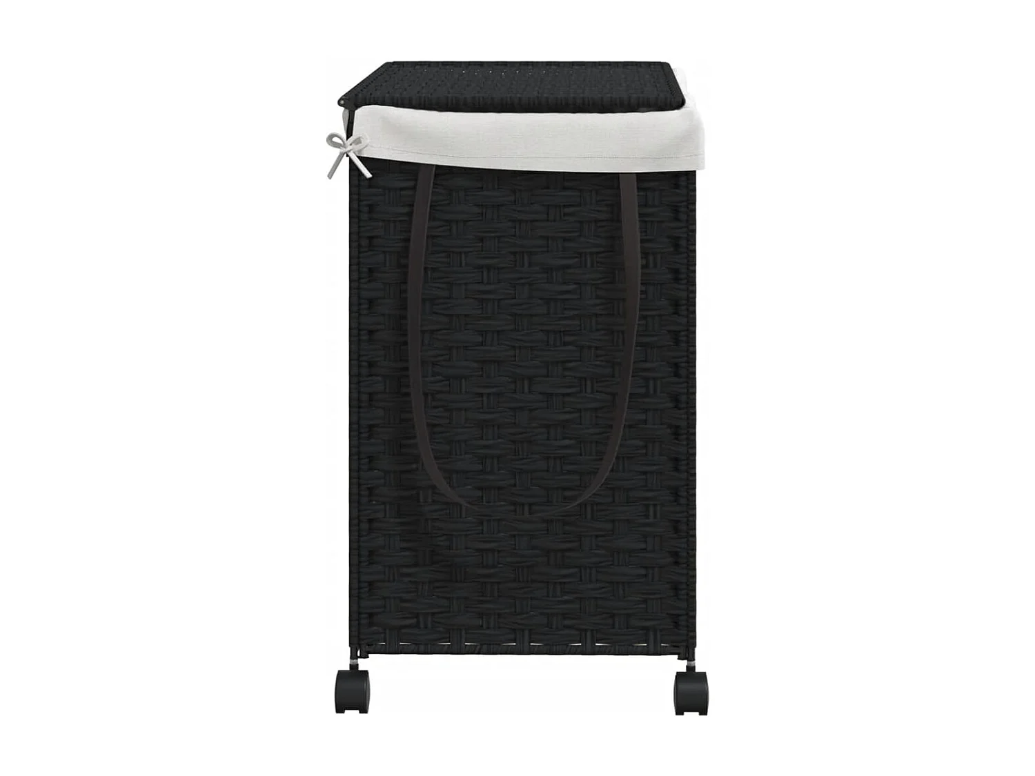 Panier à linge avec roulettes noir 60x35x60,5 résine tressée