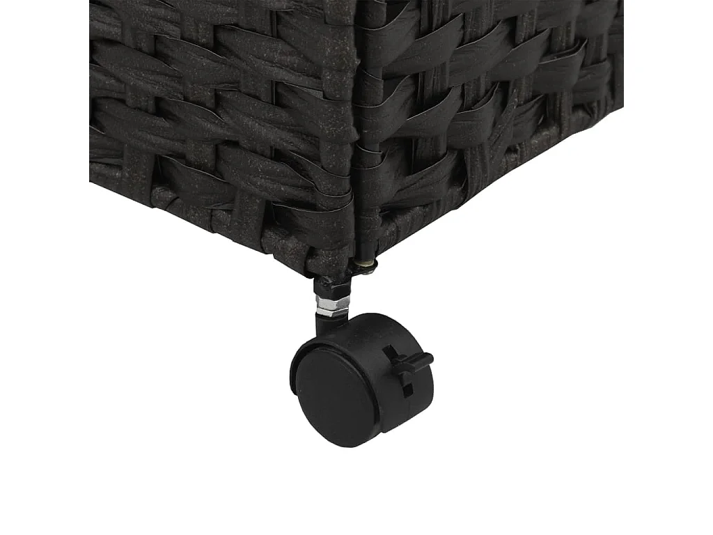 Panier à linge avec roulettes noir 60x35x60,5 résine tressée