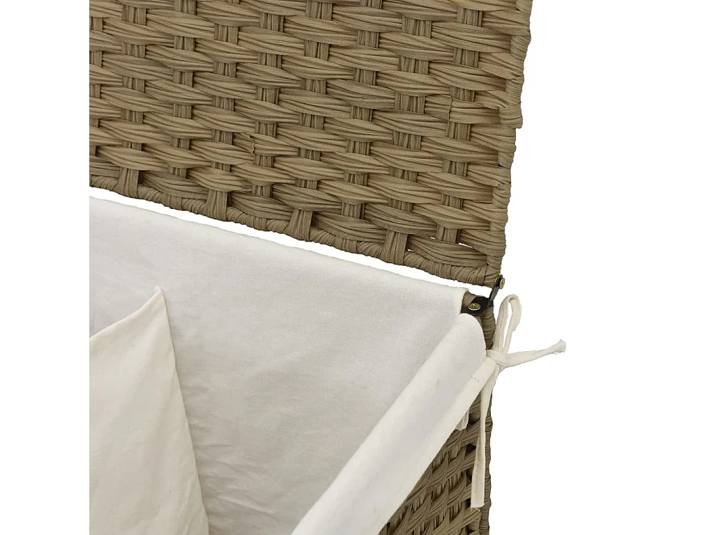 Panier à linge avec 2 sections 53x35x57 résine tressée