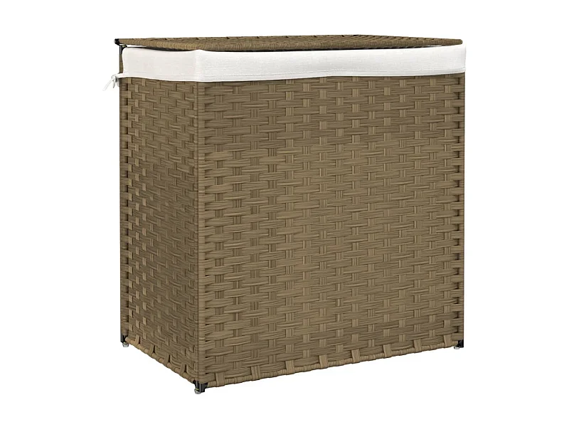 Panier à linge avec 2 sections 53x35x57 résine tressée