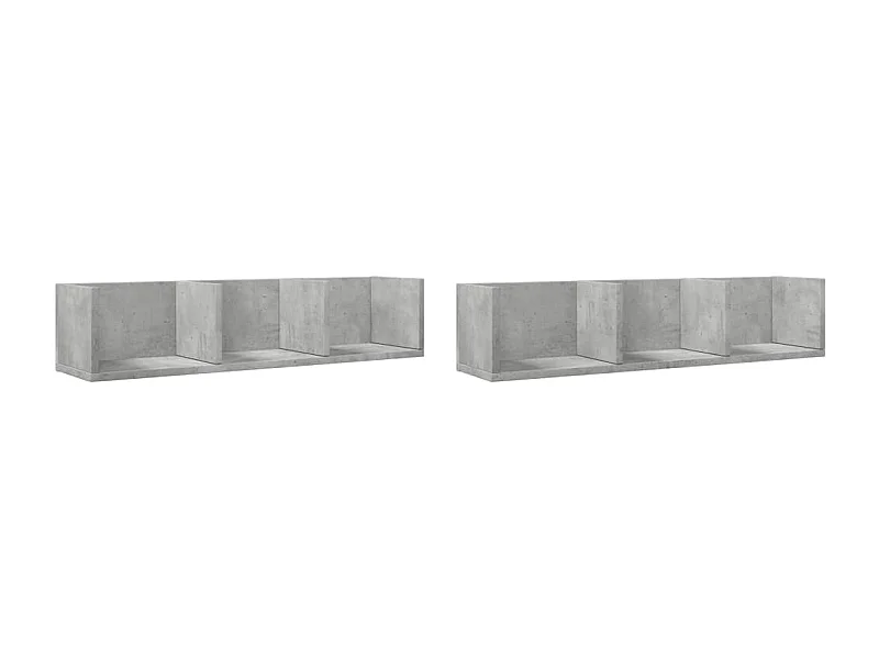 Armoires murales 2pcs gris béton 75x18x16,5 bois d'ingénierie