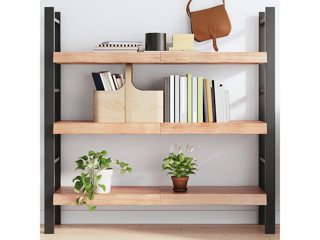 Étagère murale marron clair bois chêne massif traité