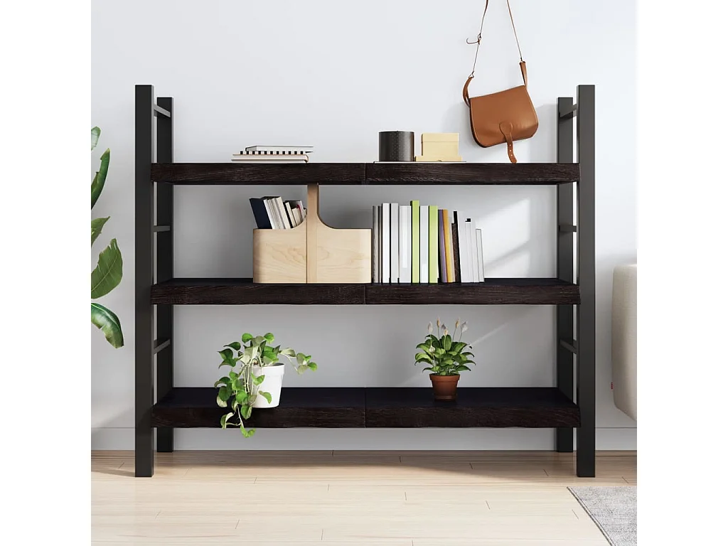 Étagère murale marron foncé bois chêne massif traité