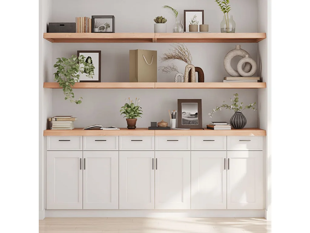 Étagère murale 200x50x(2-6) cm bois de chêne massif non traité