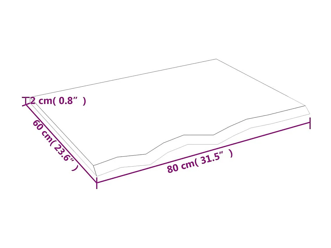 Étagère murale 80x60x2 bois de chêne massif non traité