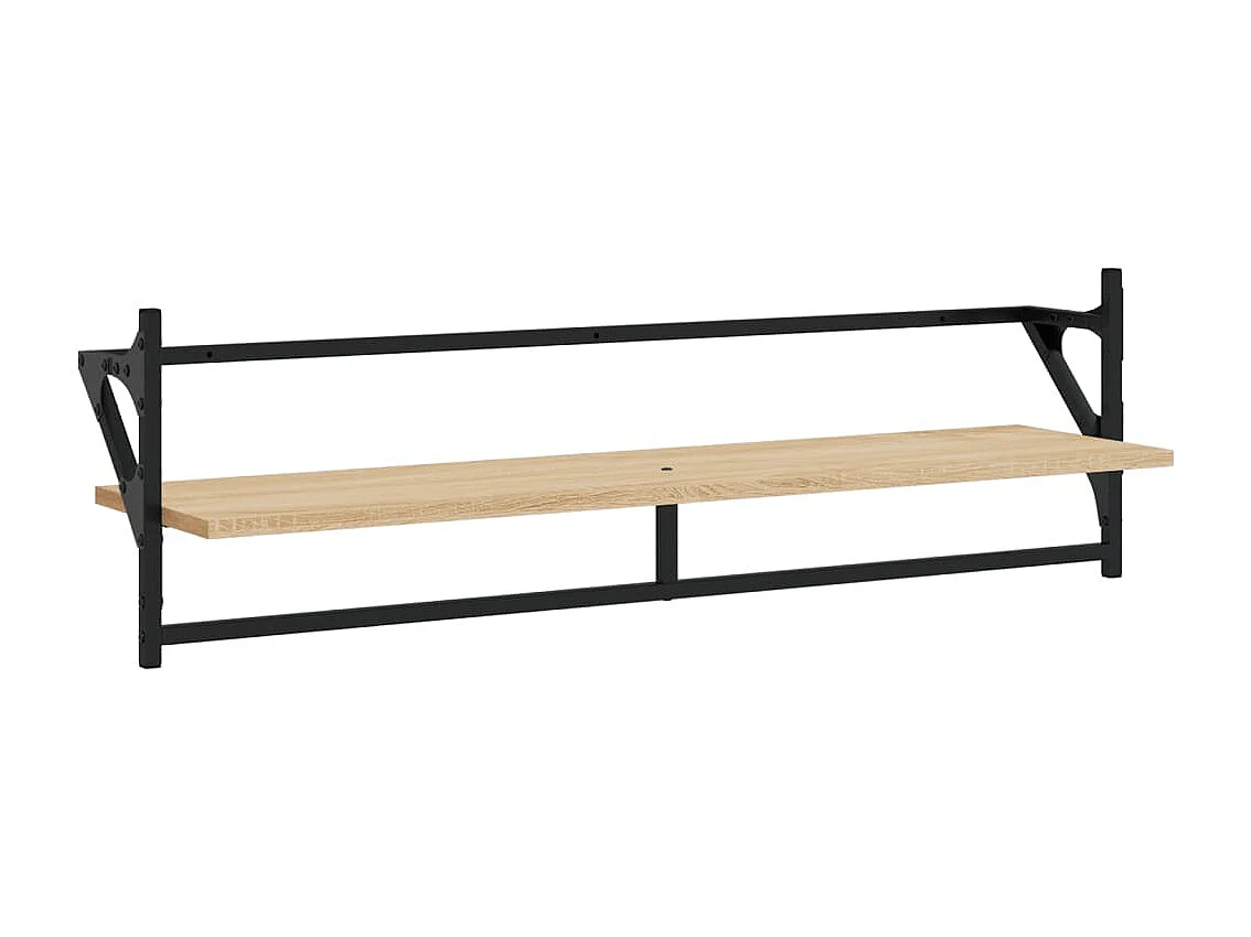 Ensemble d'étagères murales avec barres 6 pcs chêne sonoma