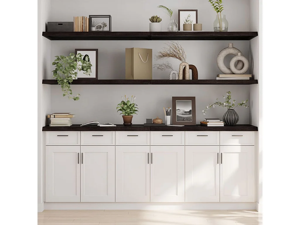 Étagère murale marron foncé bois chêne massif traité