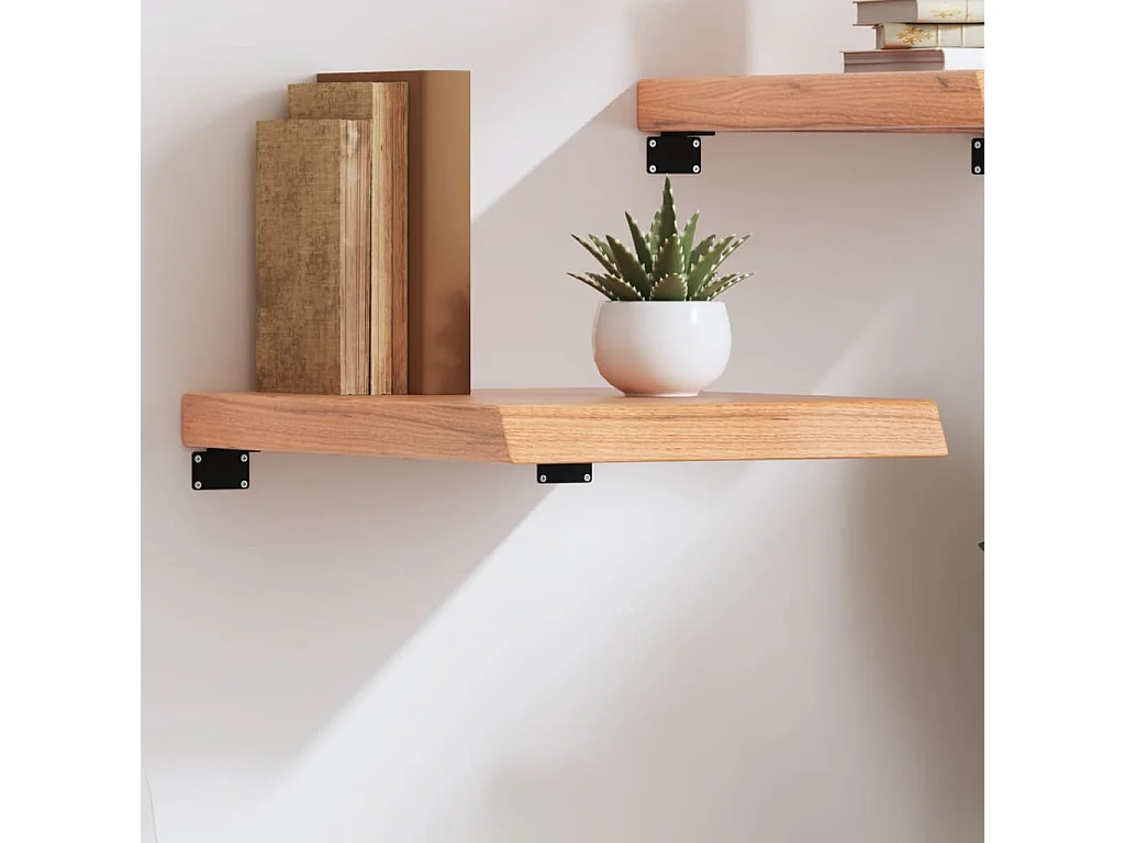 Étagère murale marron clair bois chêne massif traité