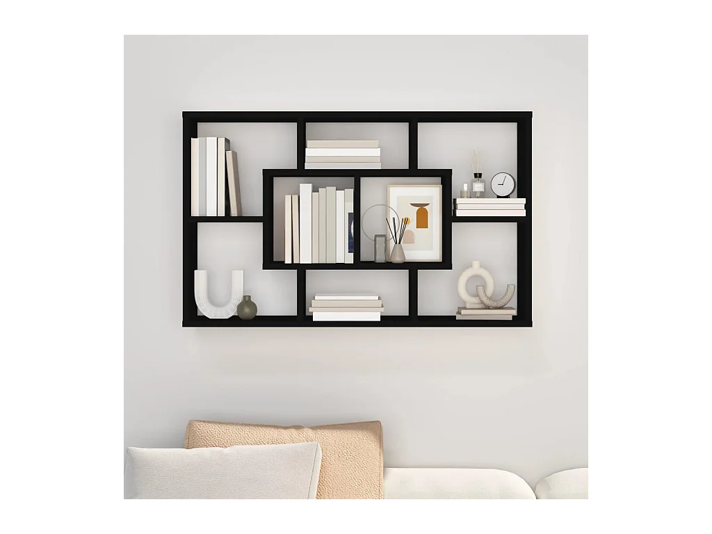 Étagère murale noir 85x16x52,5 bois d'ingénierie