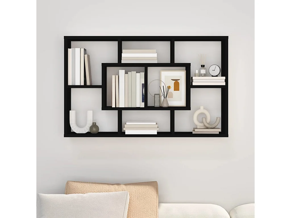 Étagère murale noir 85x16x52,5 bois d'ingénierie