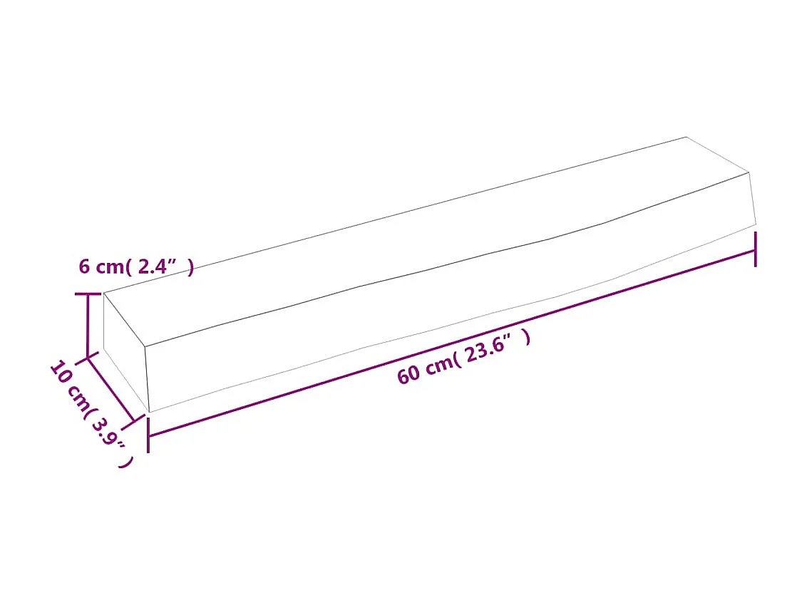 Étagère murale marron clair 60x10x6 bois chêne massif traité