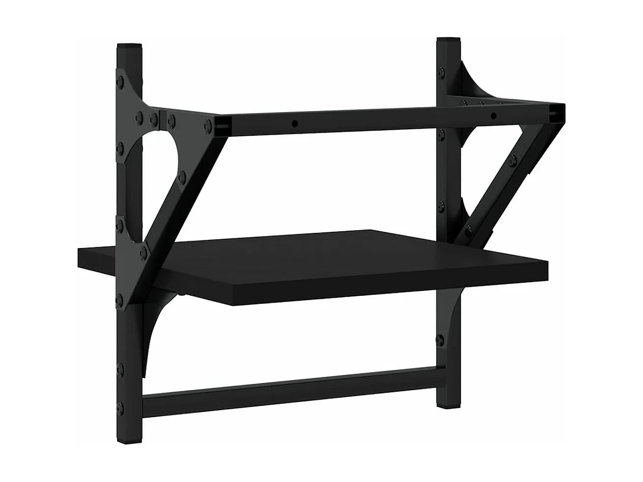 Étagères murales avec barres 2 pcs noir 30x25x30