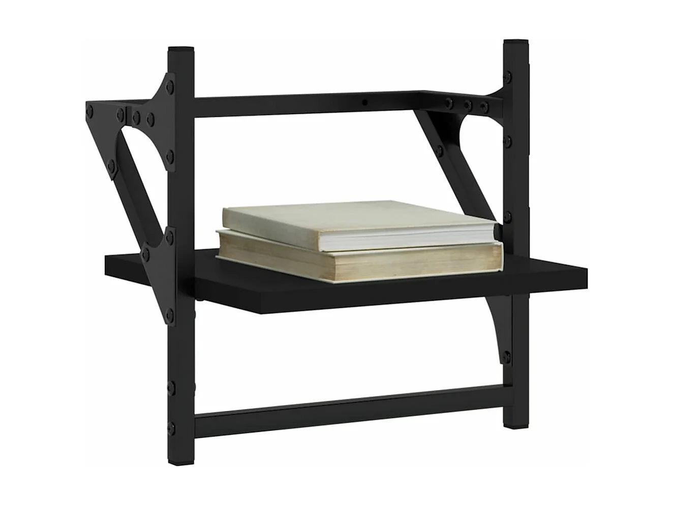 Étagères murales avec barres 2 pcs noir 30x25x30