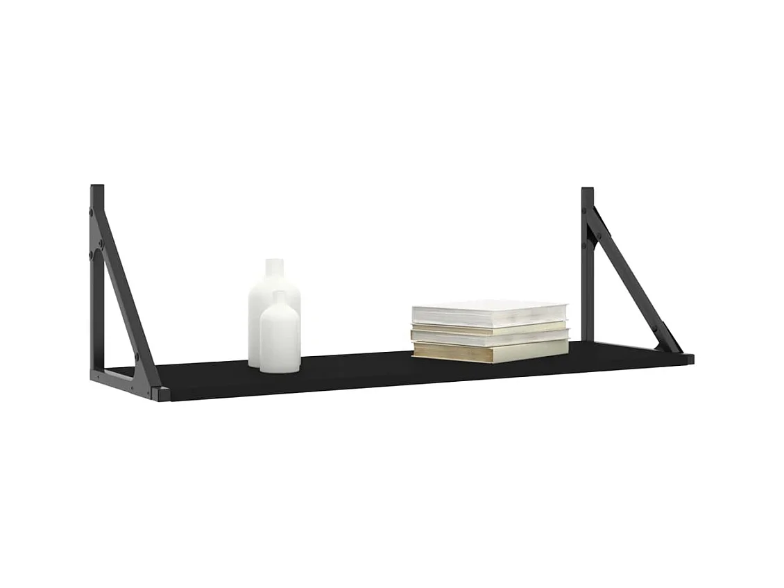 Wandschappen 2 st 80x25x25,5 cm bewerkt hout zwart