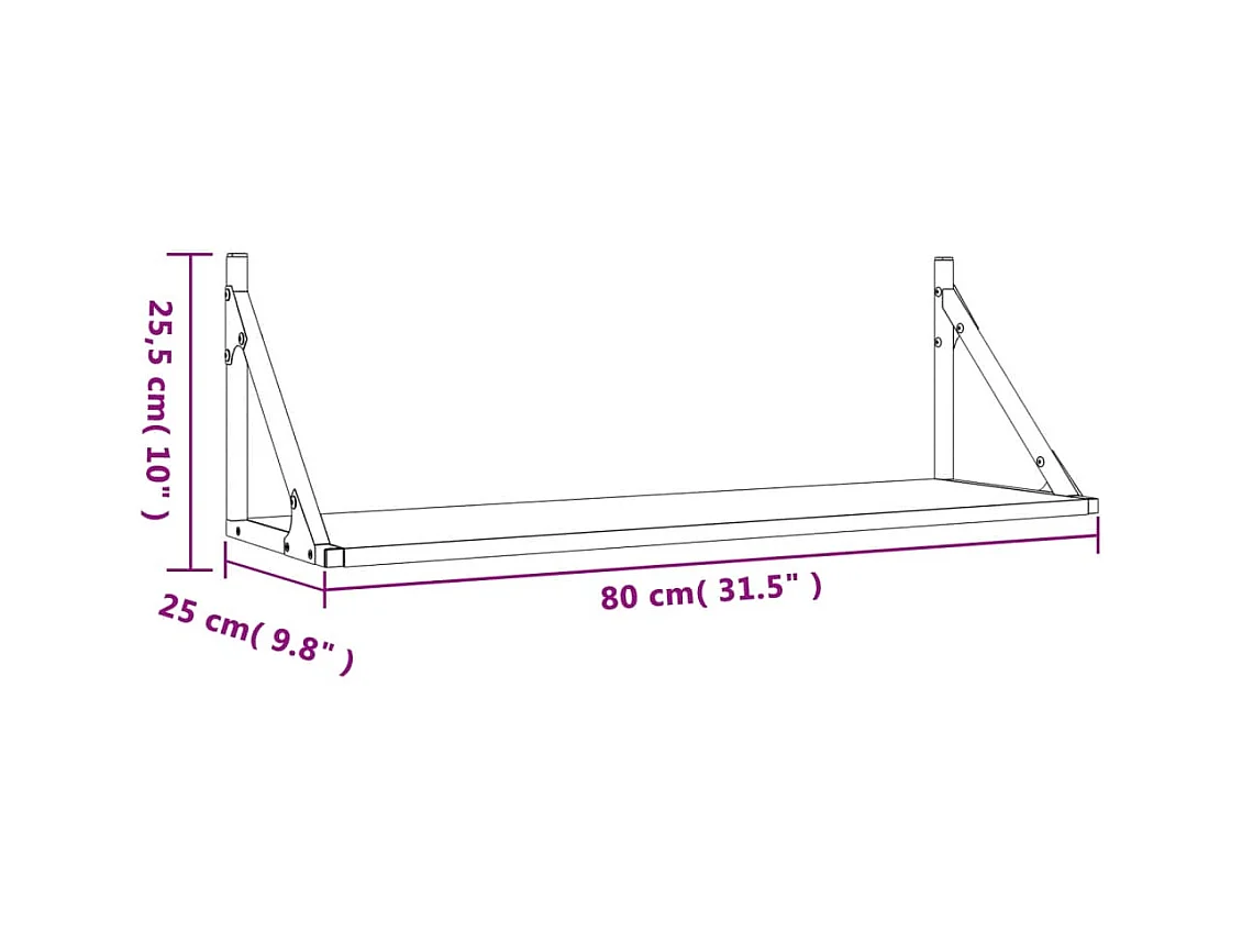 Wandschappen 2 st 80x25x25,5 cm bewerkt hout zwart