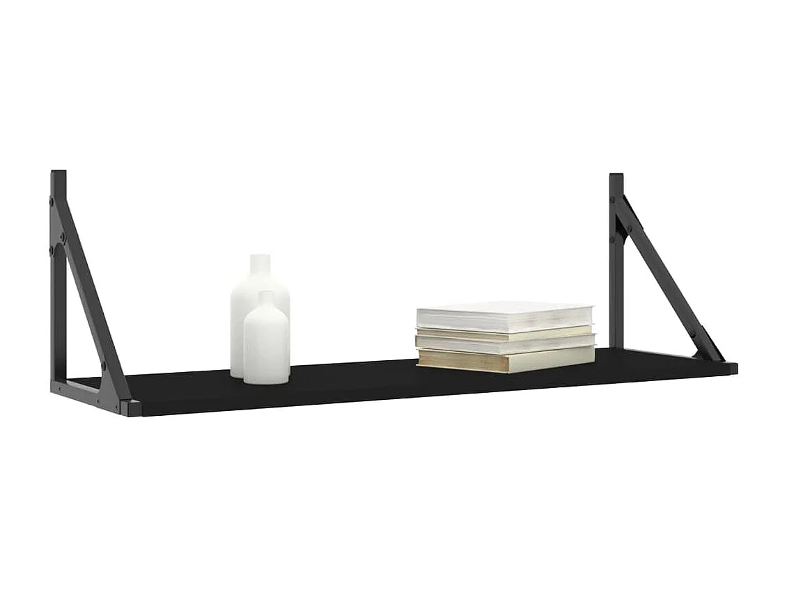 Wandschappen 2 st 80x25x25,5 cm bewerkt hout zwart