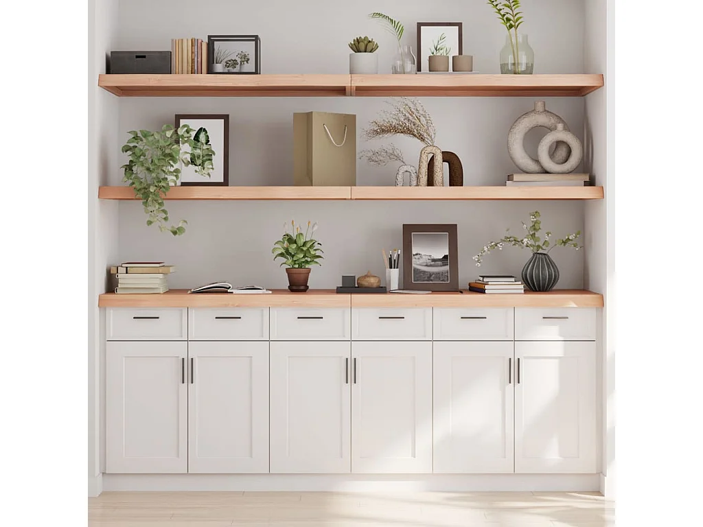 Étagère murale 220x50x(2-6) cm bois de chêne massif non traité