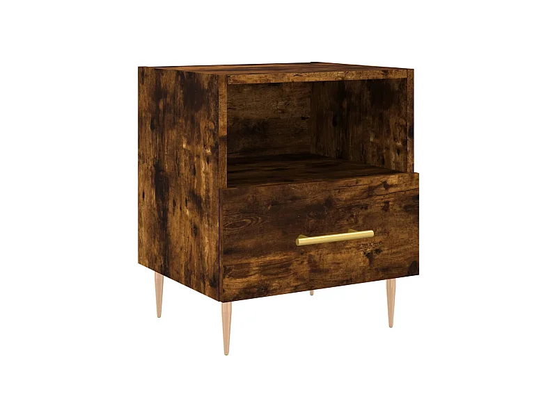 Table de chevet chêne fumé 40x35x47,5 bois d’ingénierie