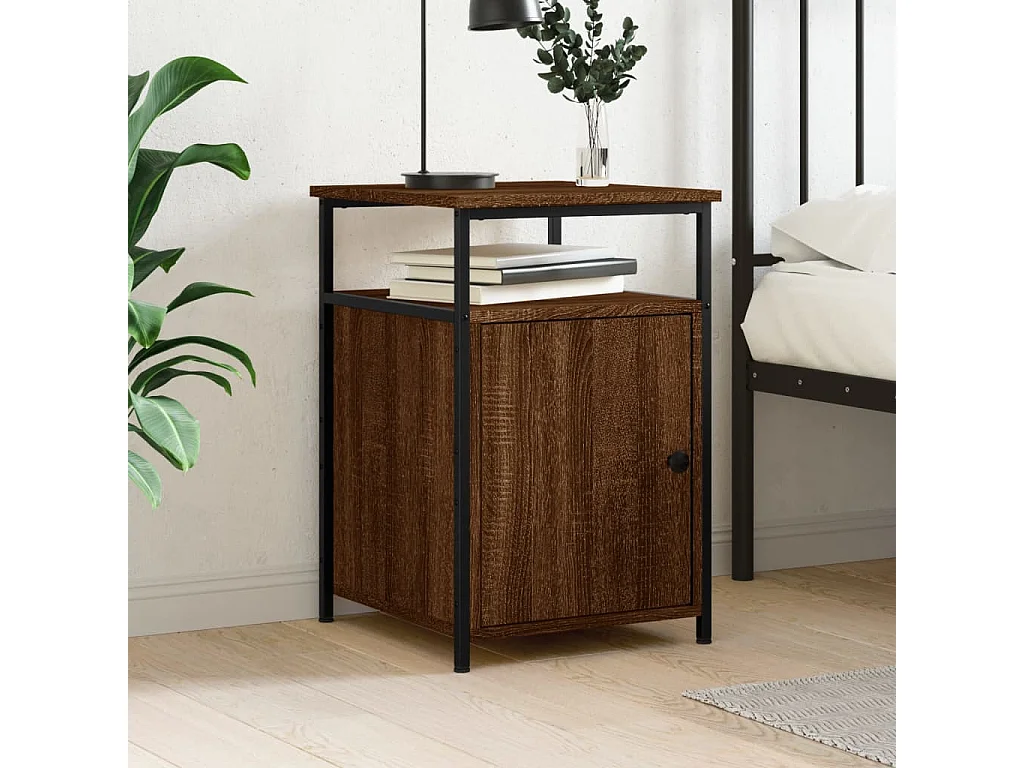 Table de chevet chêne marron 40x42x60 bois d'ingénierie