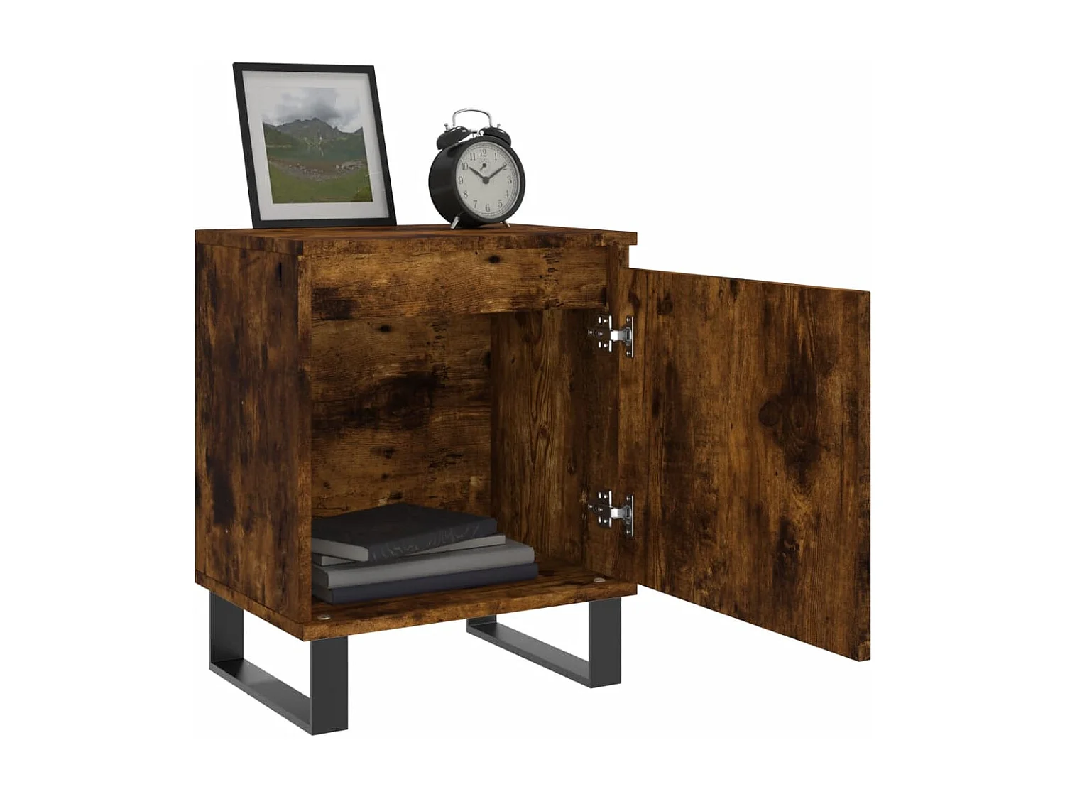 Table de chevet chêne fumé 40x30x50 bois d'ingénierie