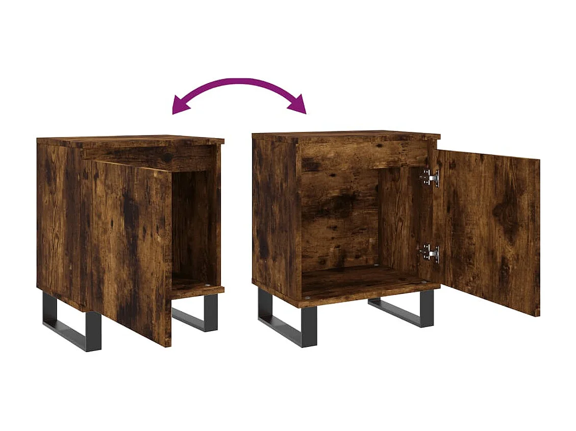 Table de chevet chêne fumé 40x30x50 bois d'ingénierie