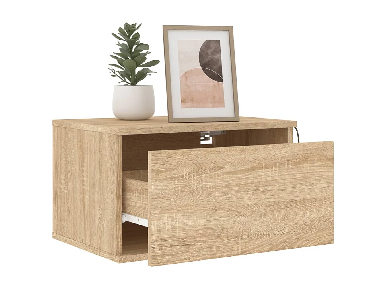 Table de chevet murale avec lumières LED chêne sonoma